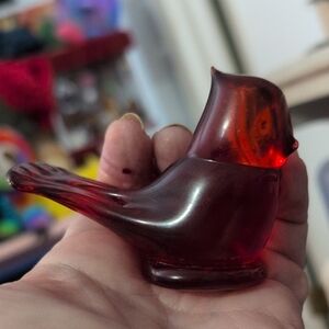 Elegant Red Glass Bird Figurine